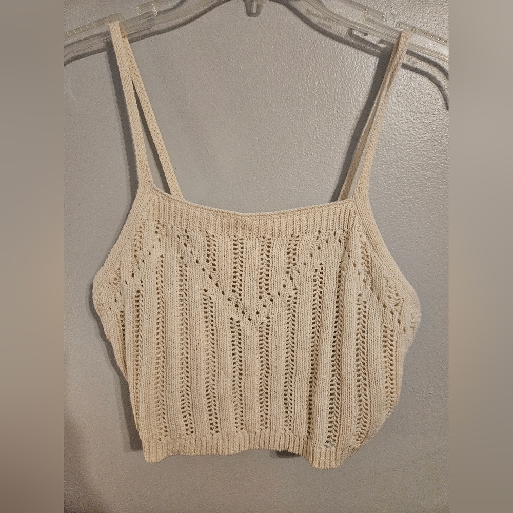 NWT Freshman 1996 Cropped Cream Knit Top. Size L.
